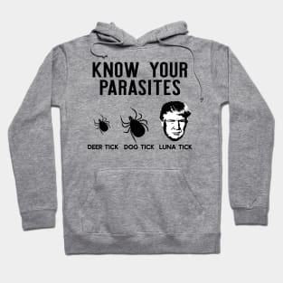 Know Your Parasites Deer Tick Dog Tick Luna Tick Funny Trump Hoodie